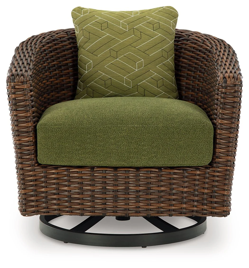 Horizon Hall - Swivel Lounge With Cushion - Brown / Green - Image 3