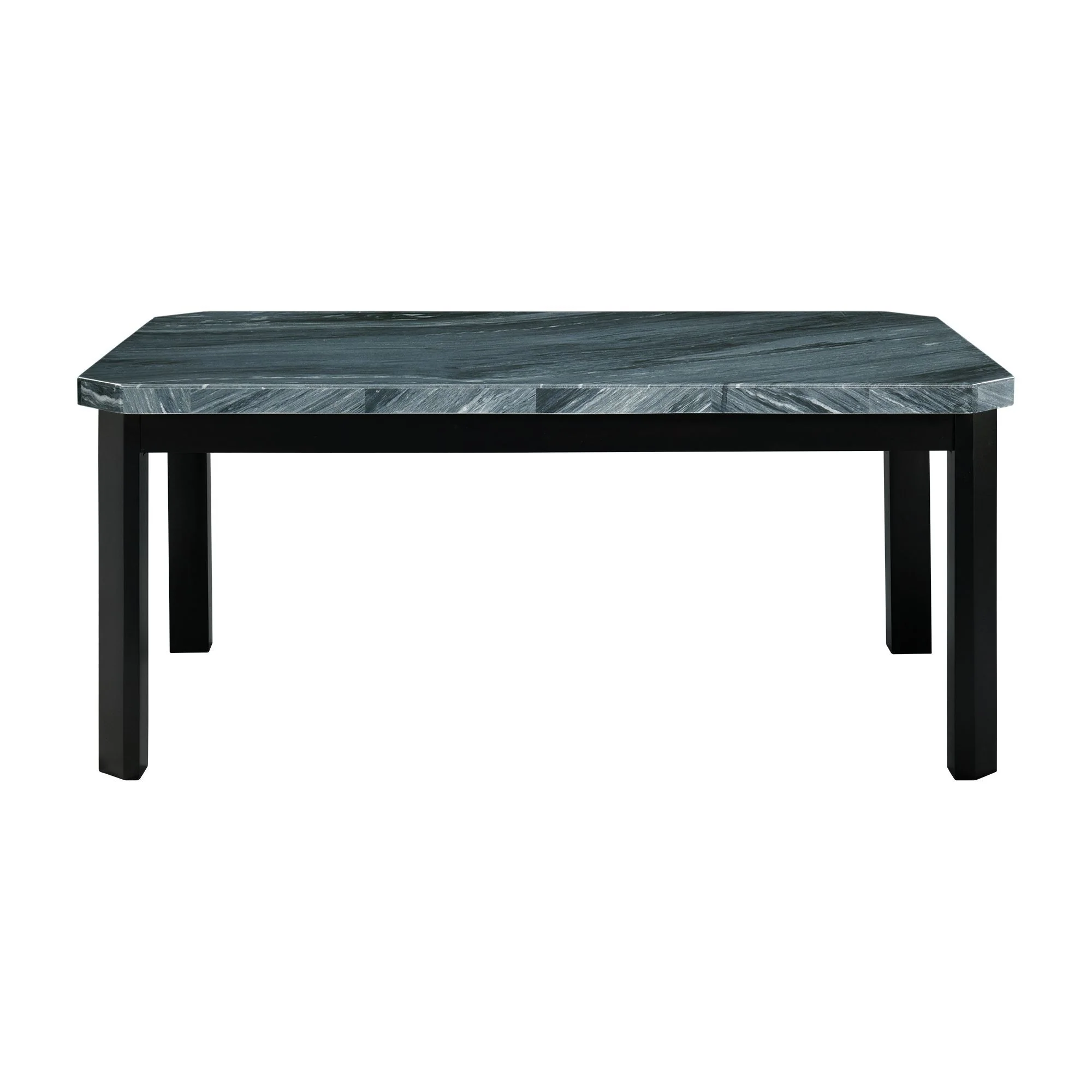 Francesca - Rectangular 5 Piece Gray PU Chairs Dining Set, Table & Four Chairs - Gray Marble - Image 3