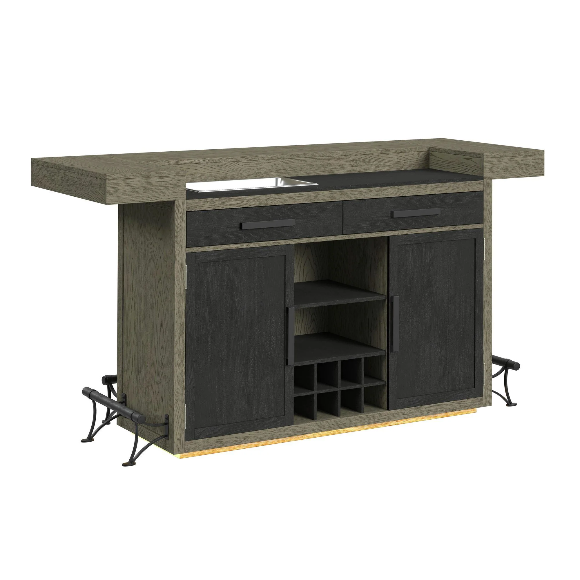 Jemma – Bar Table With Light – Gray And Dark Espresso