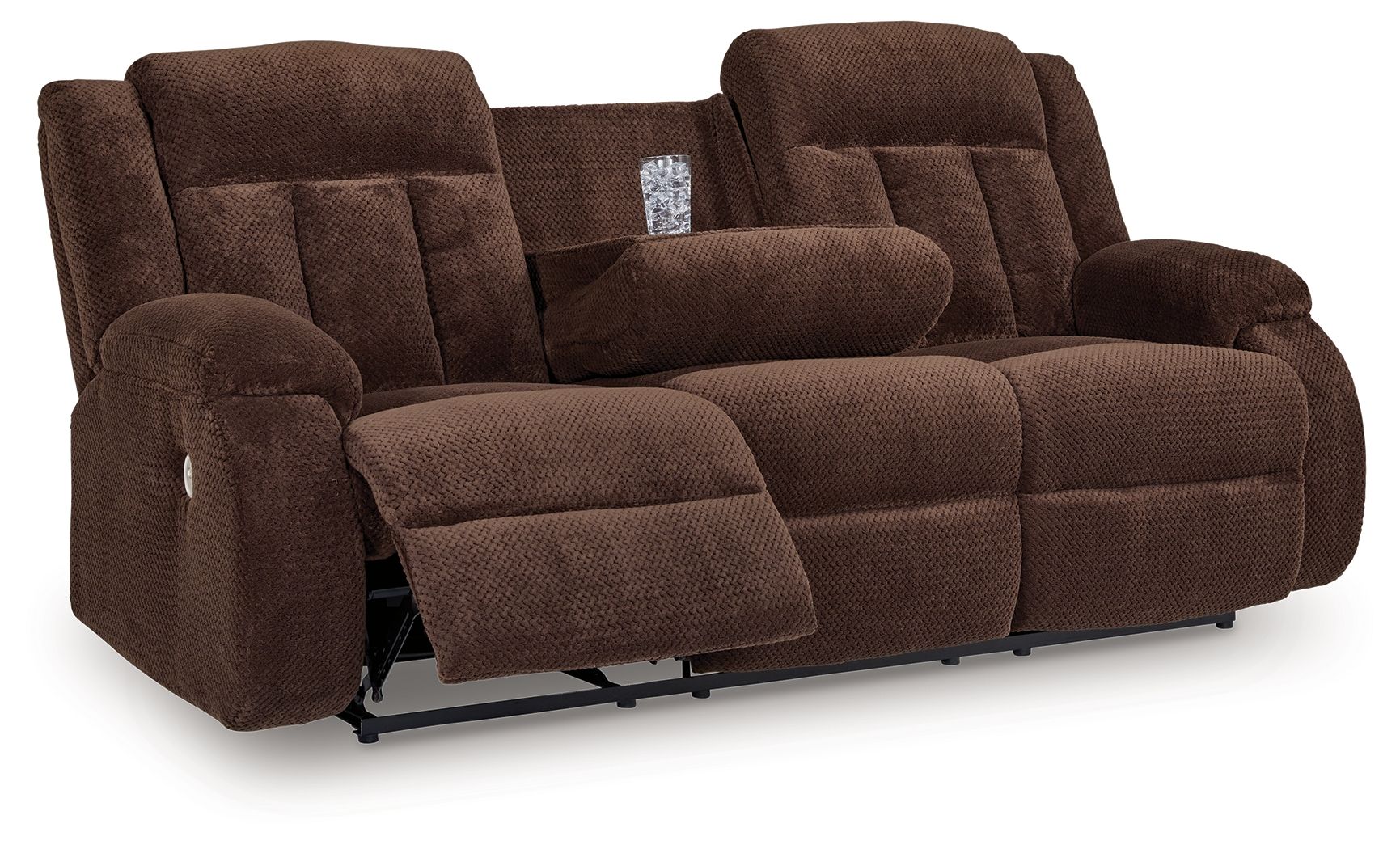Free Wake - Reclining Power Sofa With Drop Down Table - Chocolate - Image 1