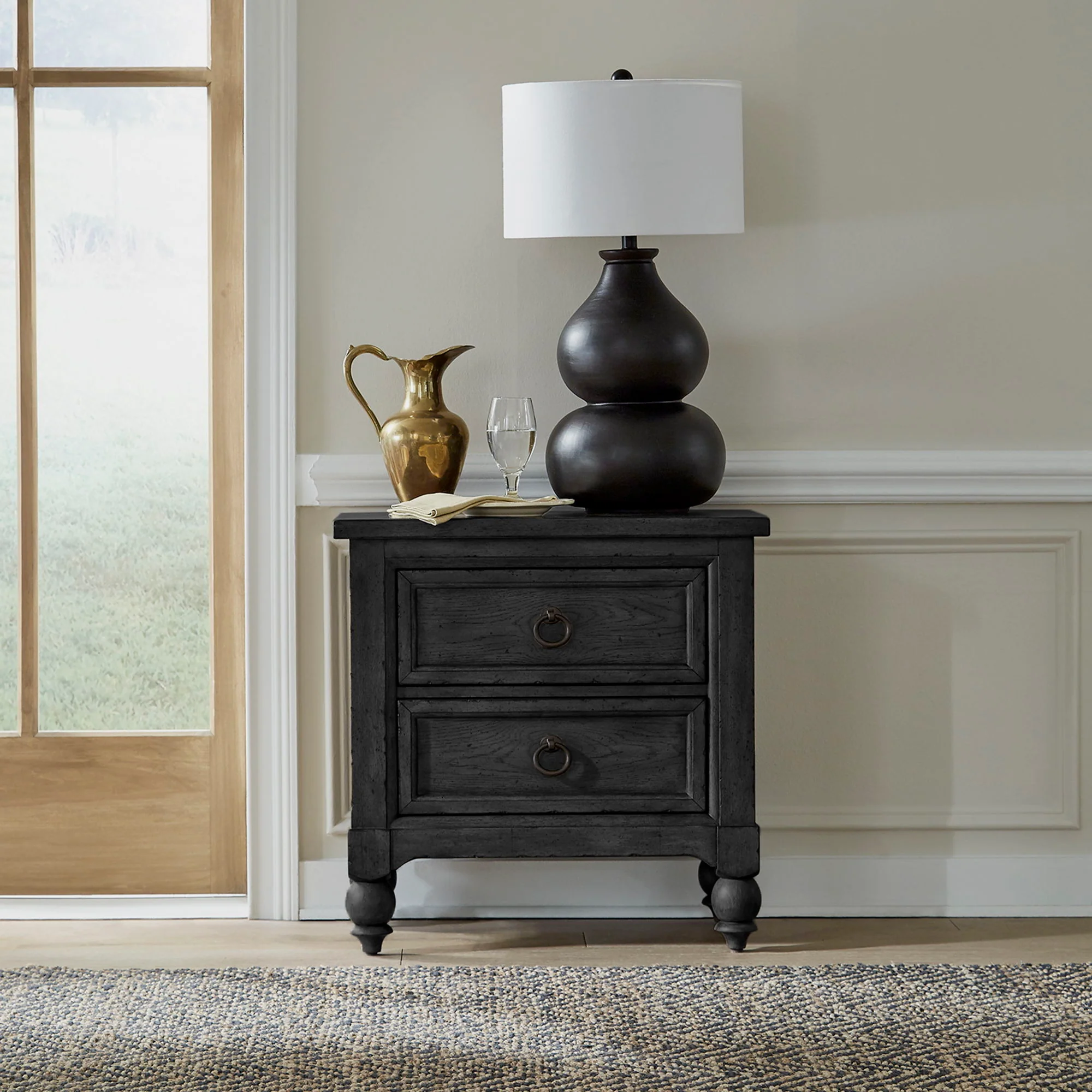 Americana Farmhouse - 2 Drawer Night Stand With Charging Station - Image 2