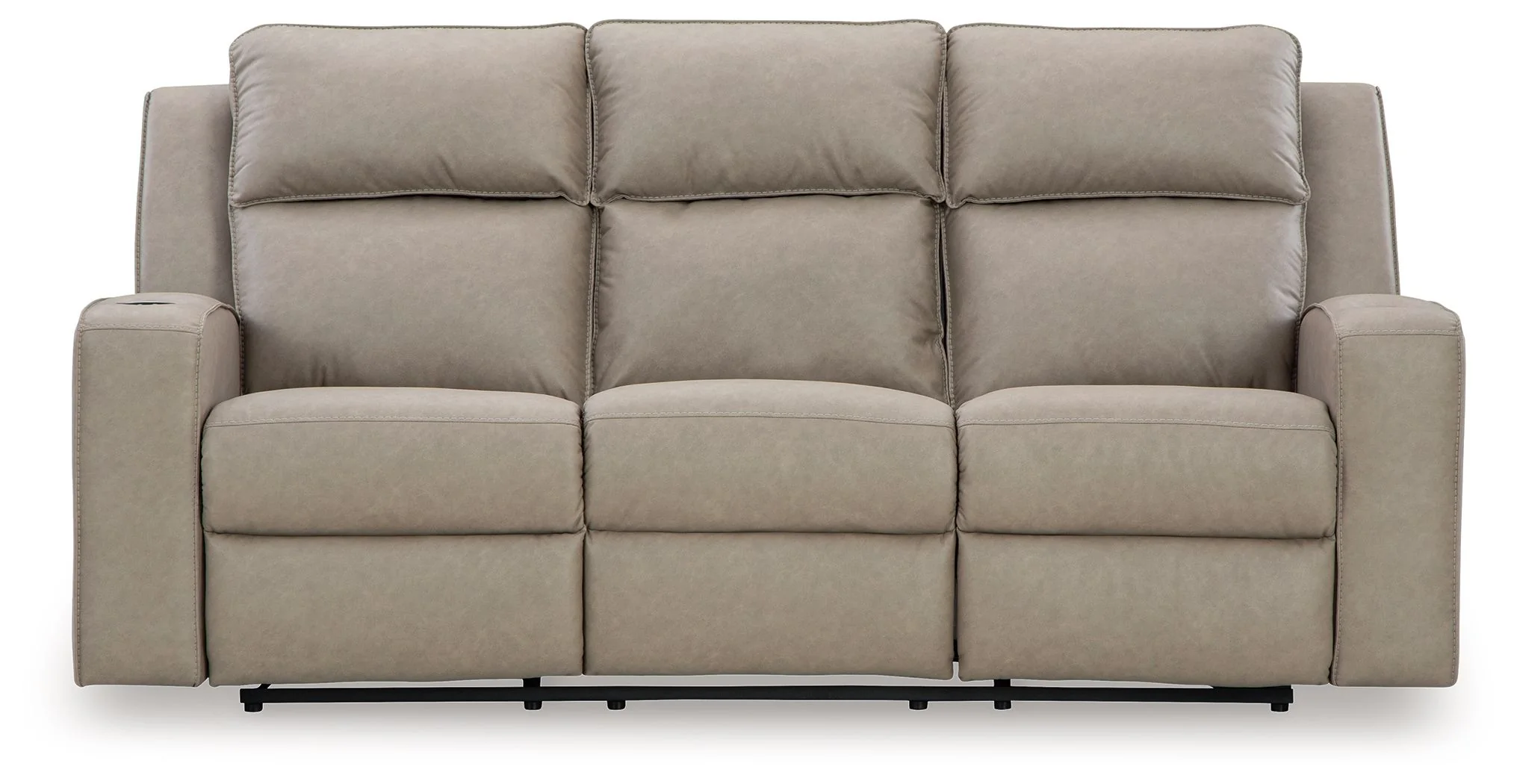 Lavenhorne - Rec Sofa W/Drop Down Table - Pebble - Image 1