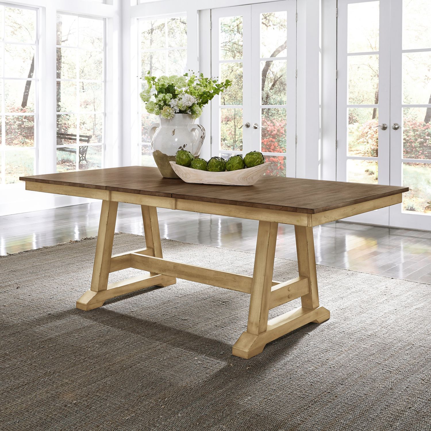 Lindsey Farm - Trestle Table - Natural & Brown - Image 1