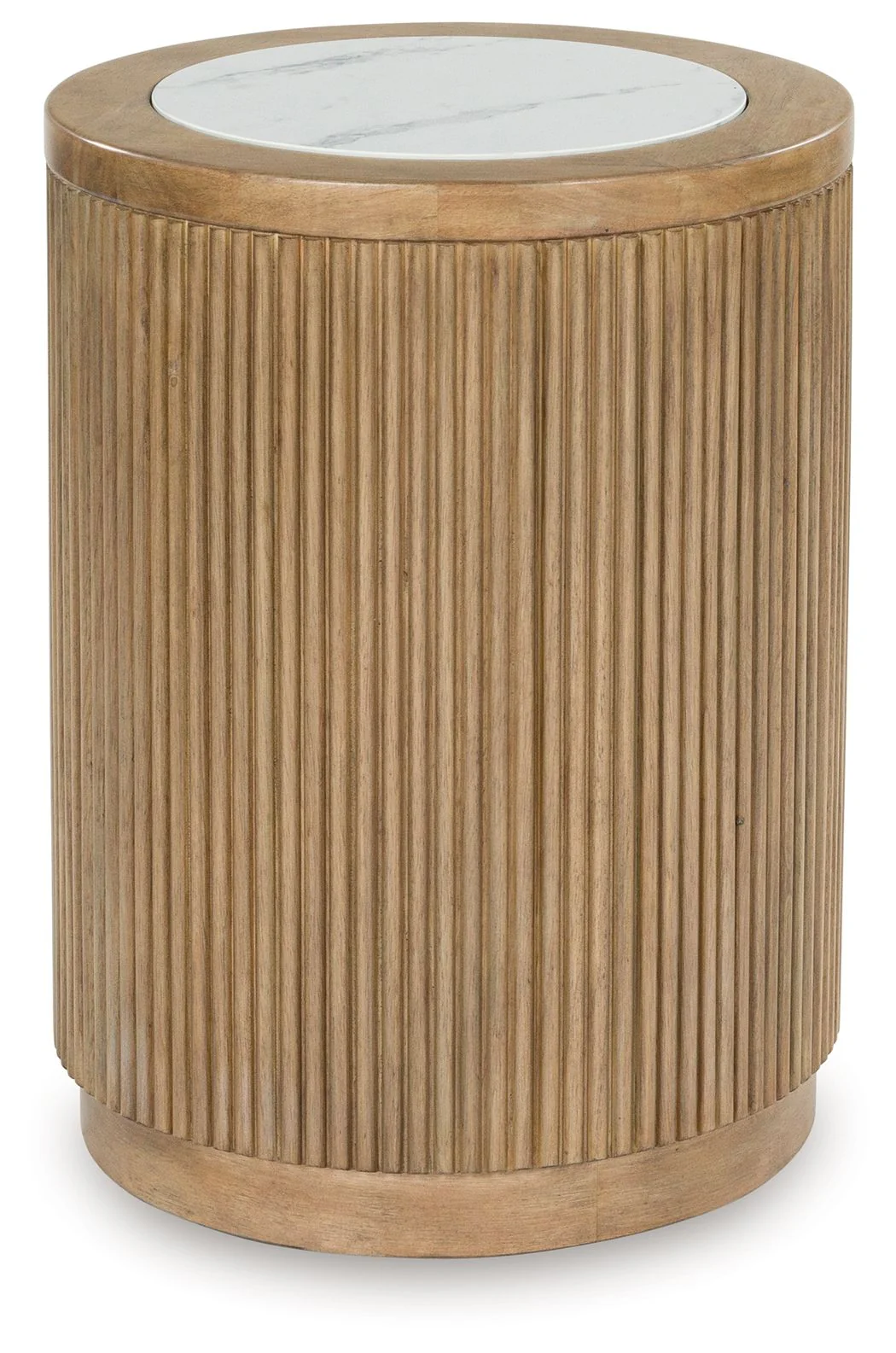 Camdill - Round End Table - Light Brown / White - Image 1