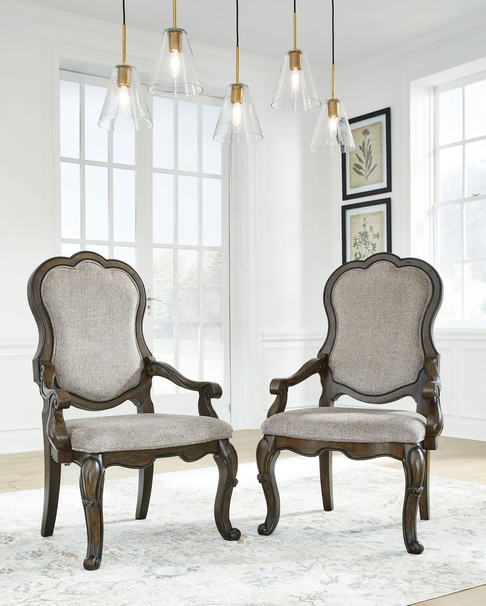 Maylee - Dining Upholstered Arm Chair (Set of 2) - Dark Brown - Image 1