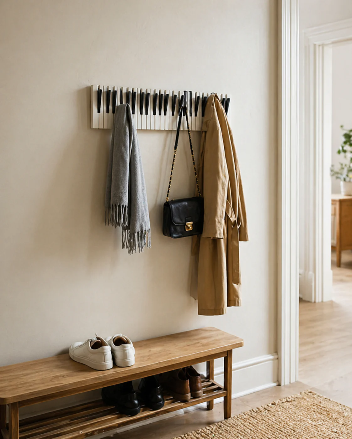 Wooden Piano Keys Coat Rack - Image 2