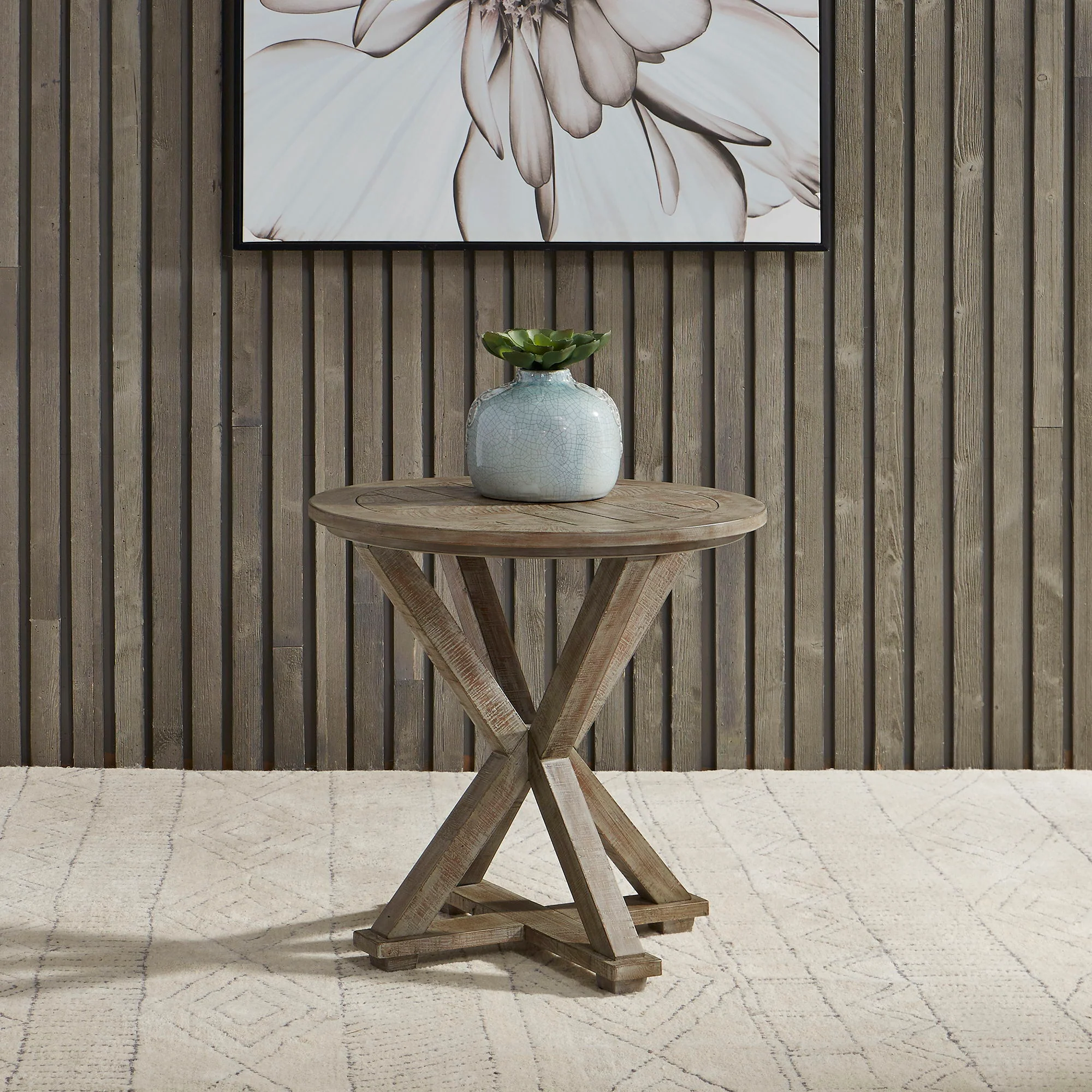 Parkland Falls - Round End Table - Weathered Taupe - Image 1
