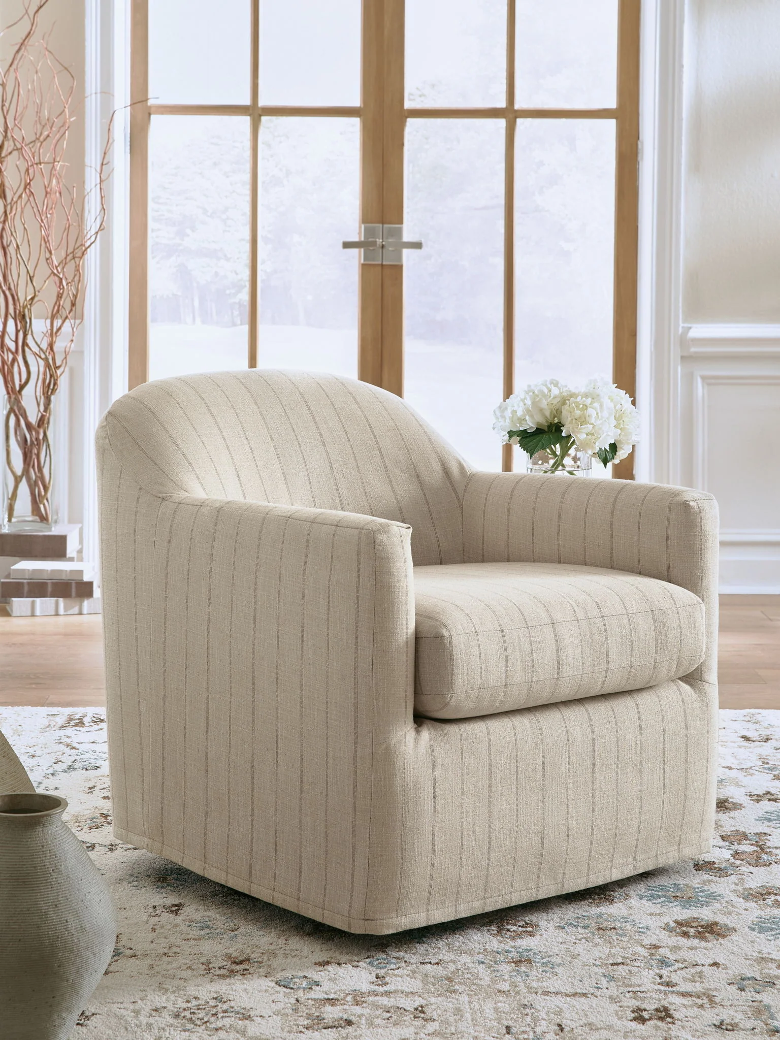 Valwick - Swivel Accent Chair - Cream / Brown - Image 2