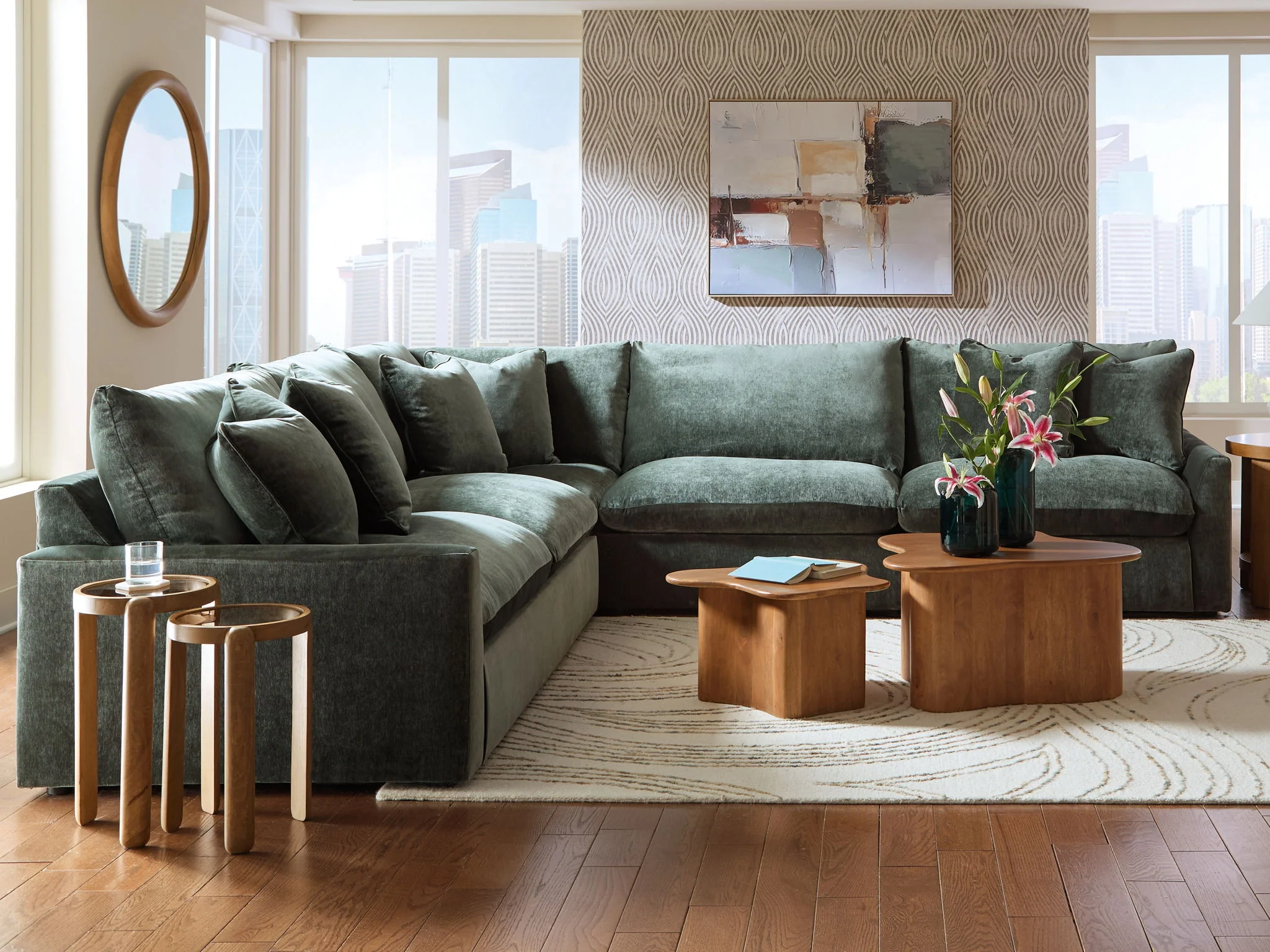 Carriage View - 3-Piece Sectional - Jade - Image 3