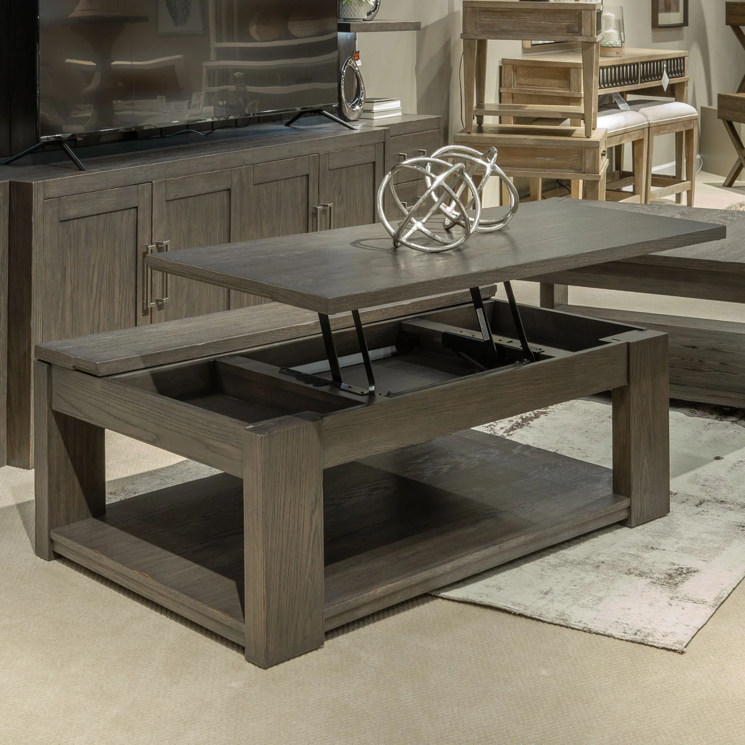 Lennox Hill - Lift Top Cocktail Table - Bark - Image 1