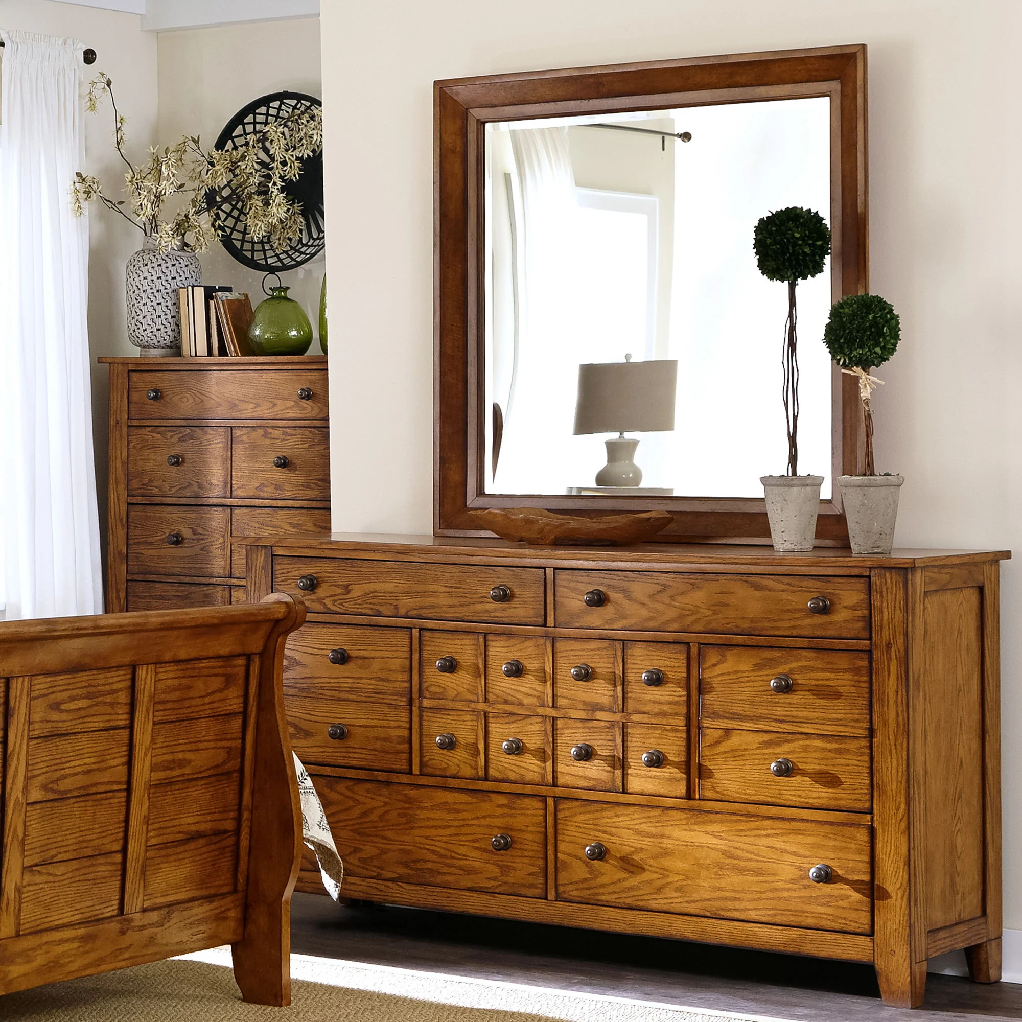 Grandpas Cabin - Dresser & Mirror - Light Brown - Image 1
