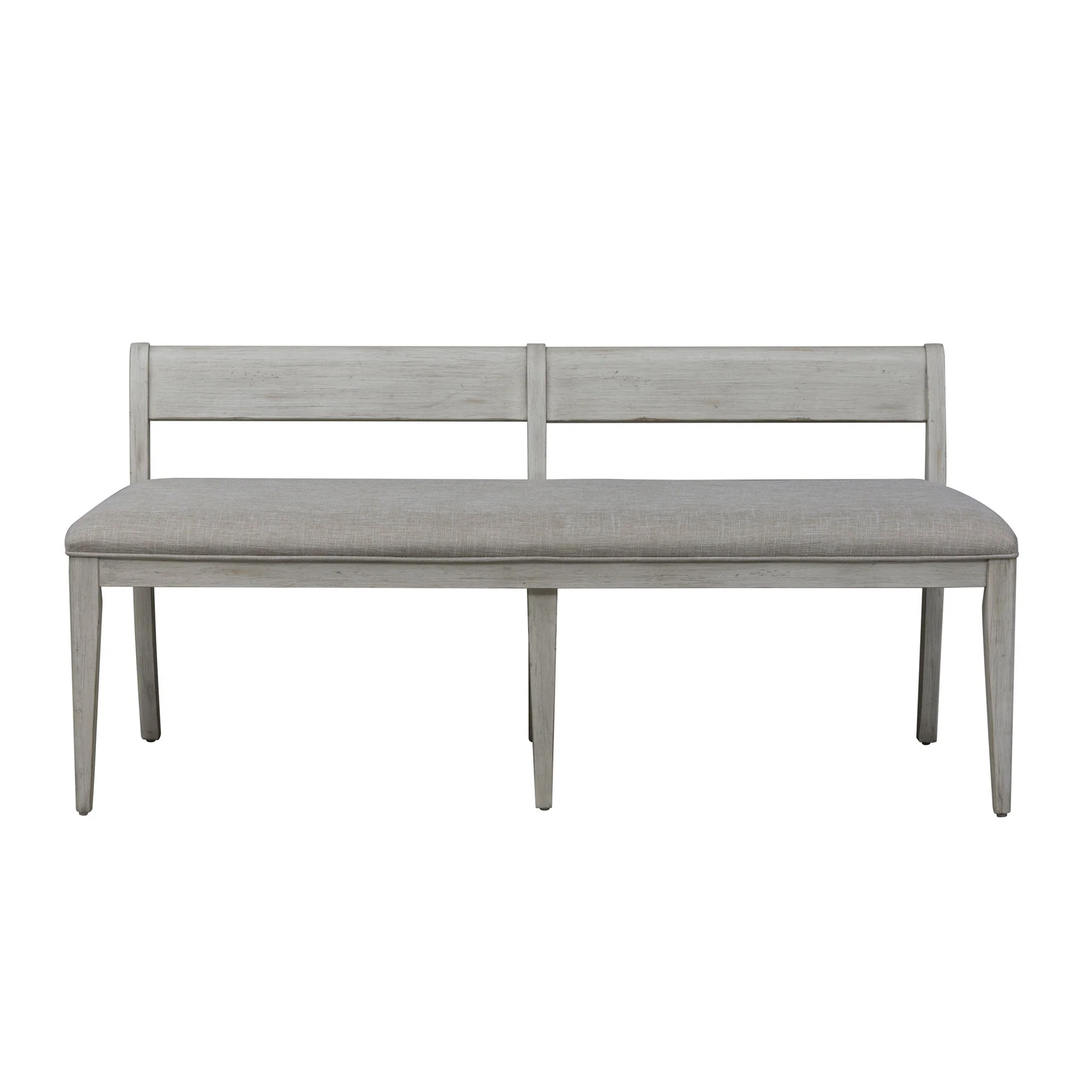 Farmhouse Reimagined - Upholstered Bench - Antique White / Chestnut Tops - Image 1