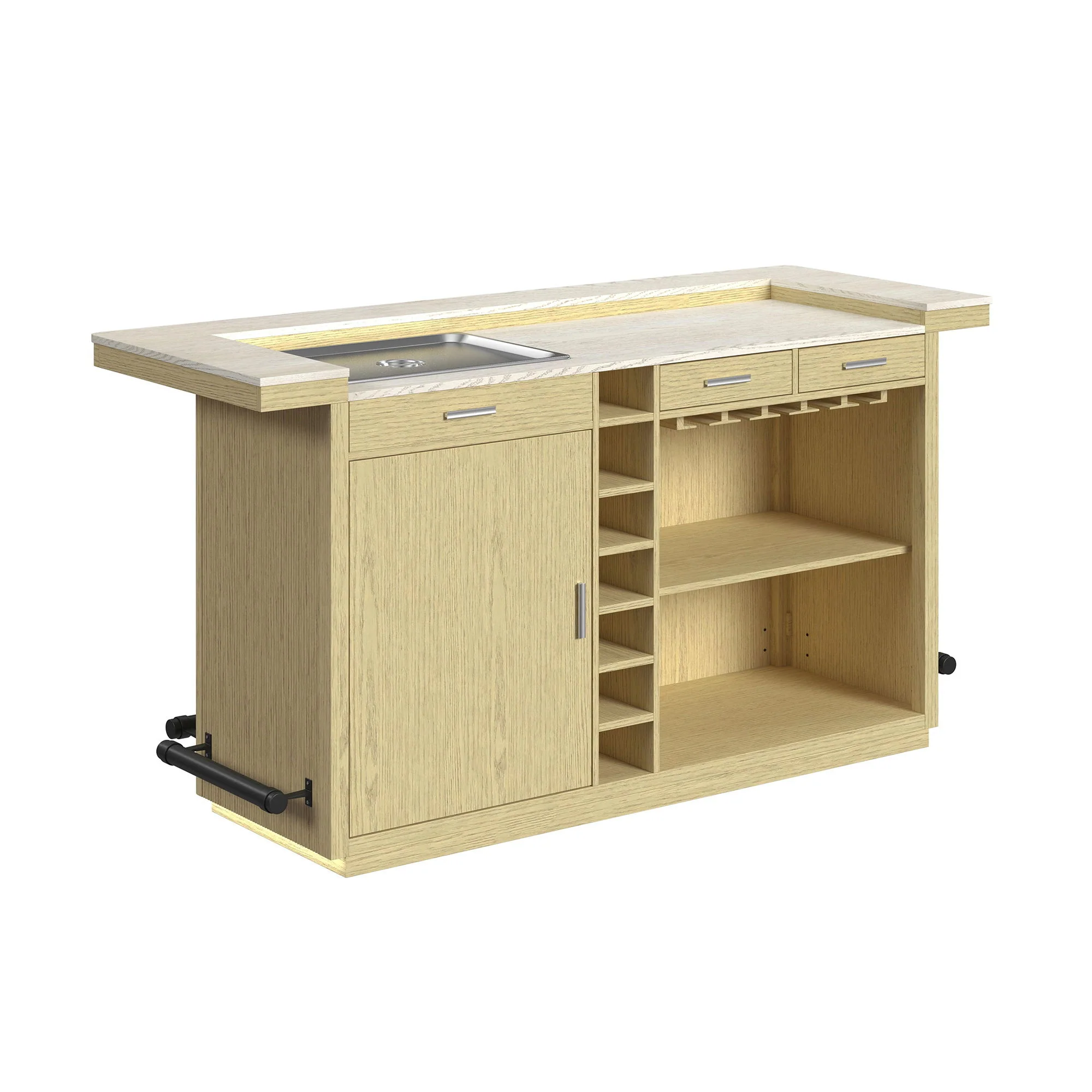 Cambrie – Bar Table With LED – Off-White And Natural