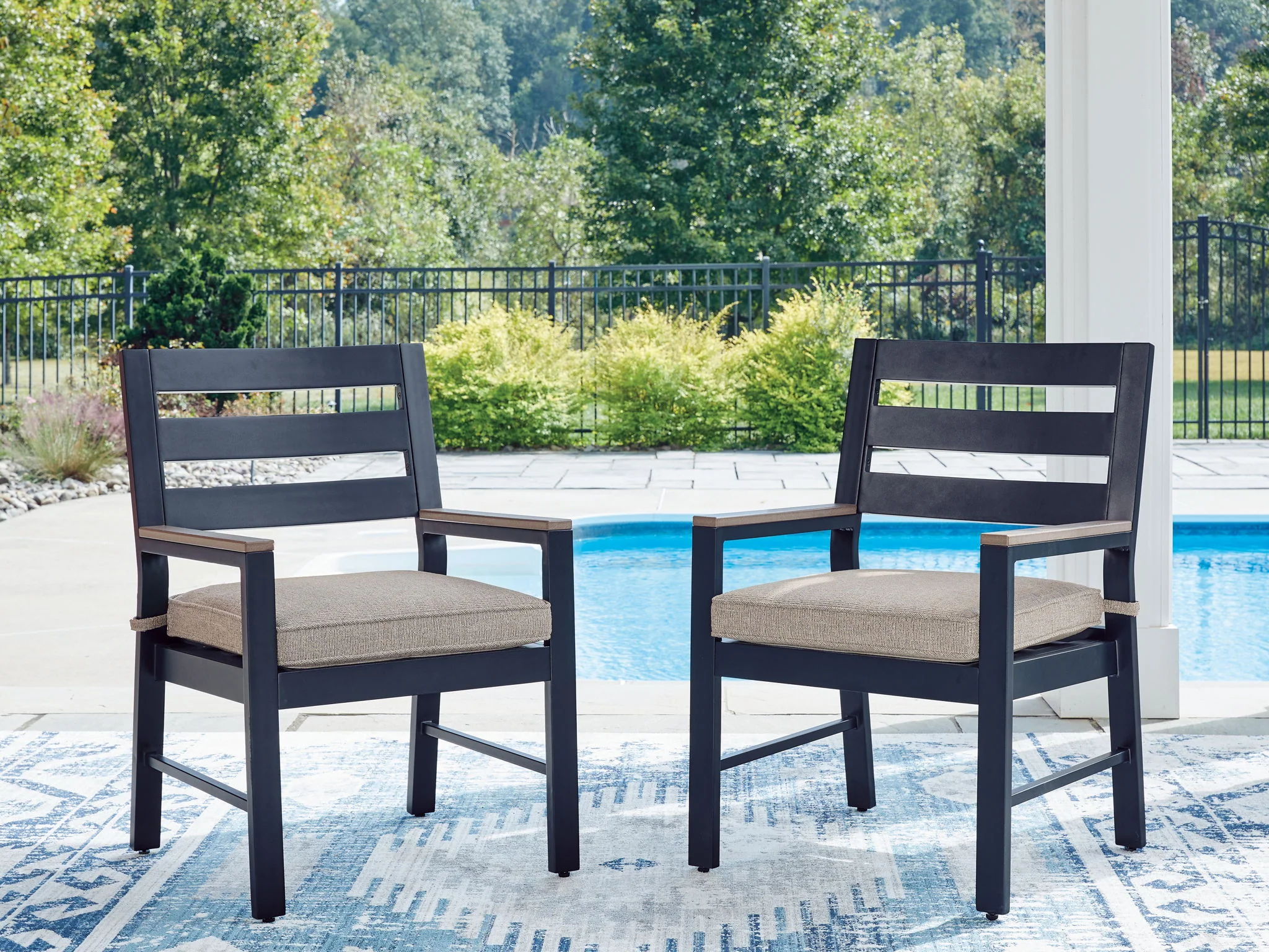 East Beach - Arm Chair With Cushion (Set of 2) - Blue - Image 3