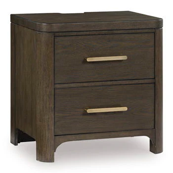 Radkin - Two Drawer Night Stand - Burnished Brown - Image 1
