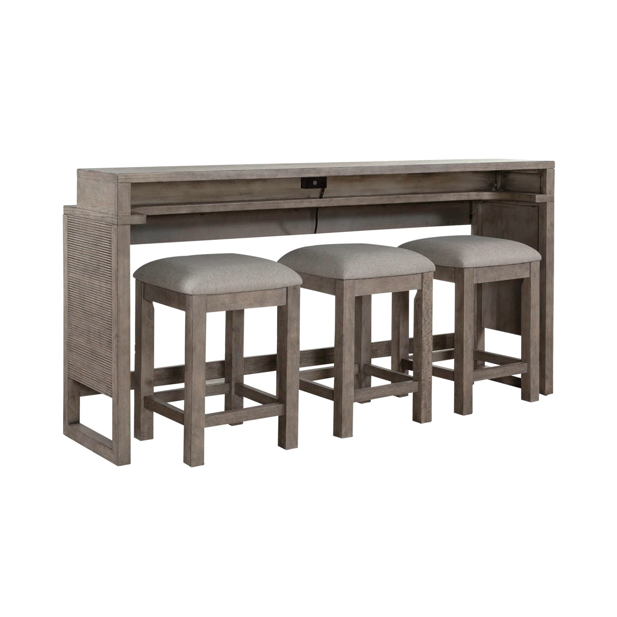 Bartlett Field – 4 Piece Living Room Set (Console Bar Table & 3 Console Stools) – Dusty Taupe