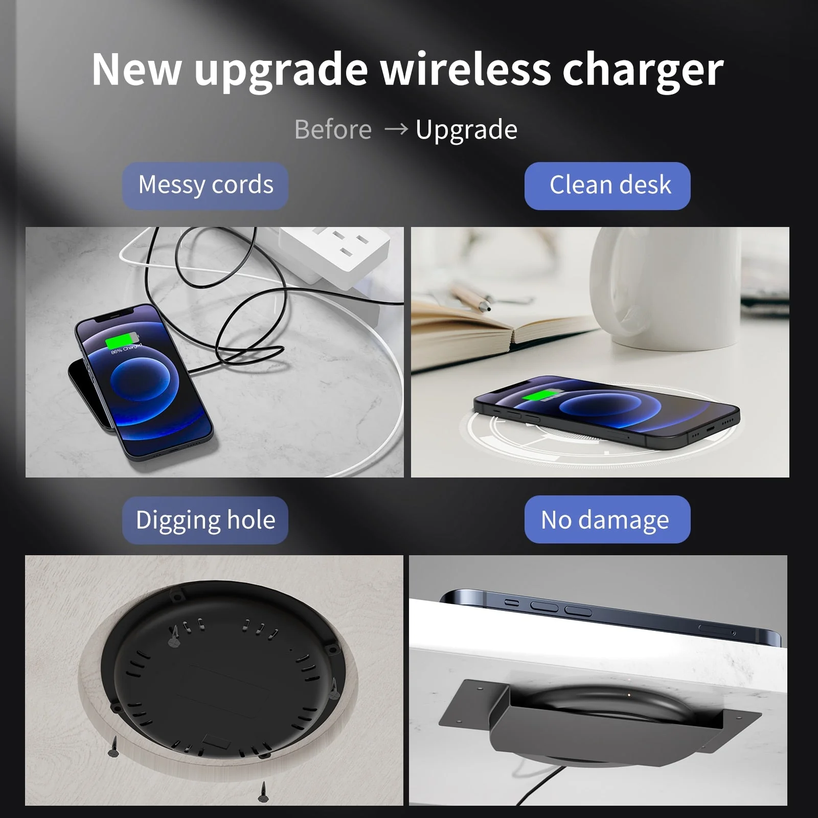 Invisible Under the Desk Wireless Charger - Image 3