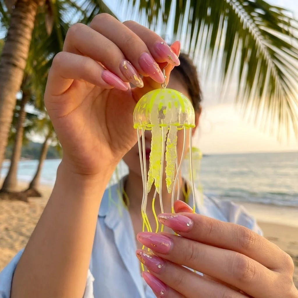 Dancing Jellyfish Long Tassel Earrings - Image 3