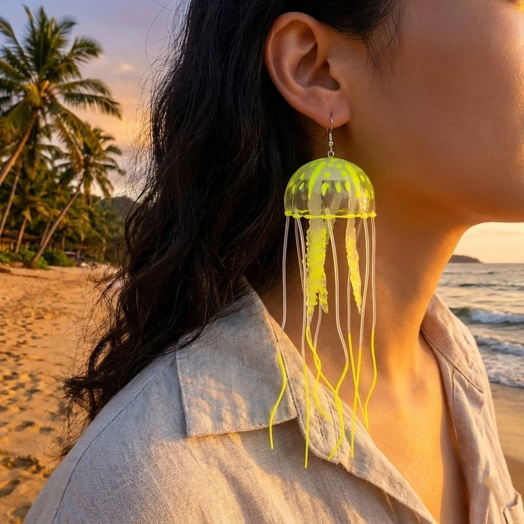 Dancing Jellyfish Long Tassel Earrings - Image 2