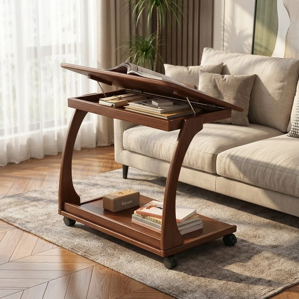 Italian Style Rolling Lift-Top Coffee Table - Image 2