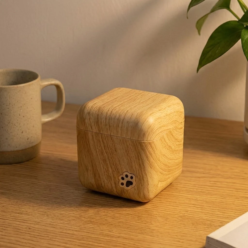 Cute Peekaboo Cat Wooden Night Light Lamp - Image 2
