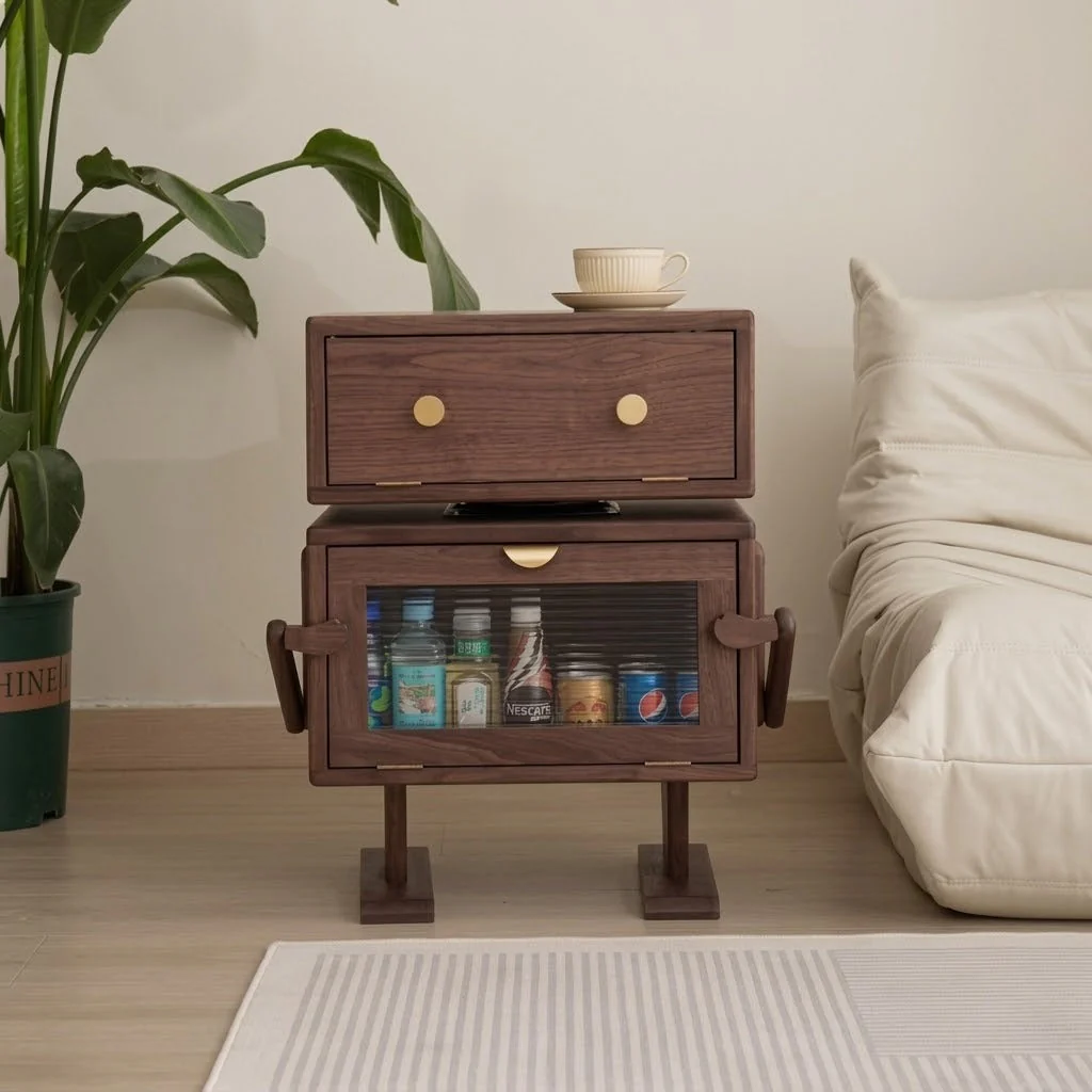 Nordic Walnut Robot Bedside Cabinet - Image 2