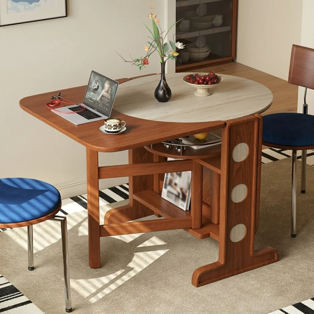 Vintage Style Folding Wooden Dining Table - Image 3