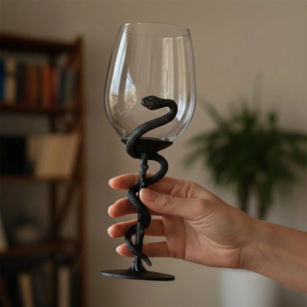 Black Snake Sculpted Wine Glass - Image 3