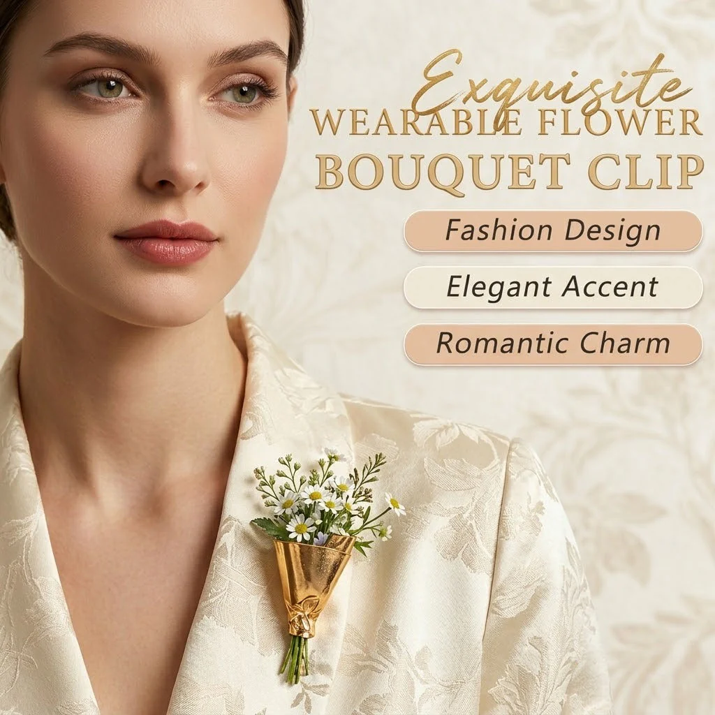 Elegant Flower Holder Brooch Pin - Image 2