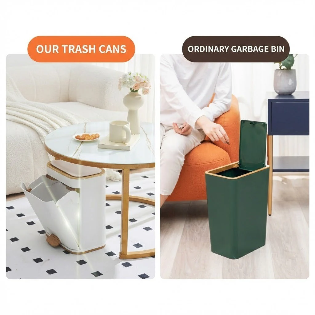Easy-Clean Elegant Bathroom Trash Can - Image 3