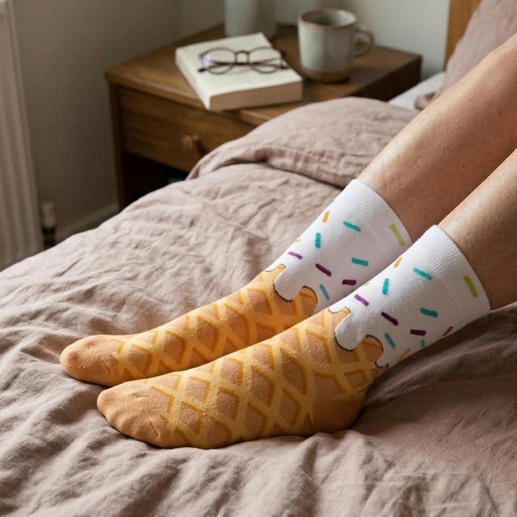 Ice Cream Waffle Pattern Socks - Image 1