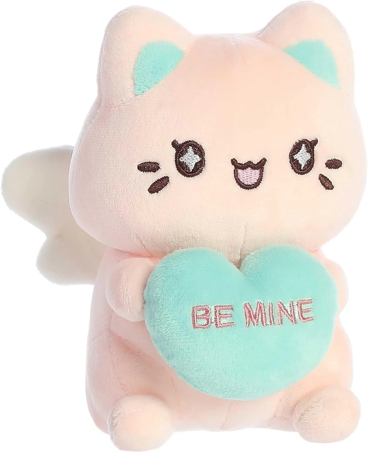 Aurora Enchanting Tasty Peach Pink Candy Heart Sitting Meowchi Plush 7in - Image 2
