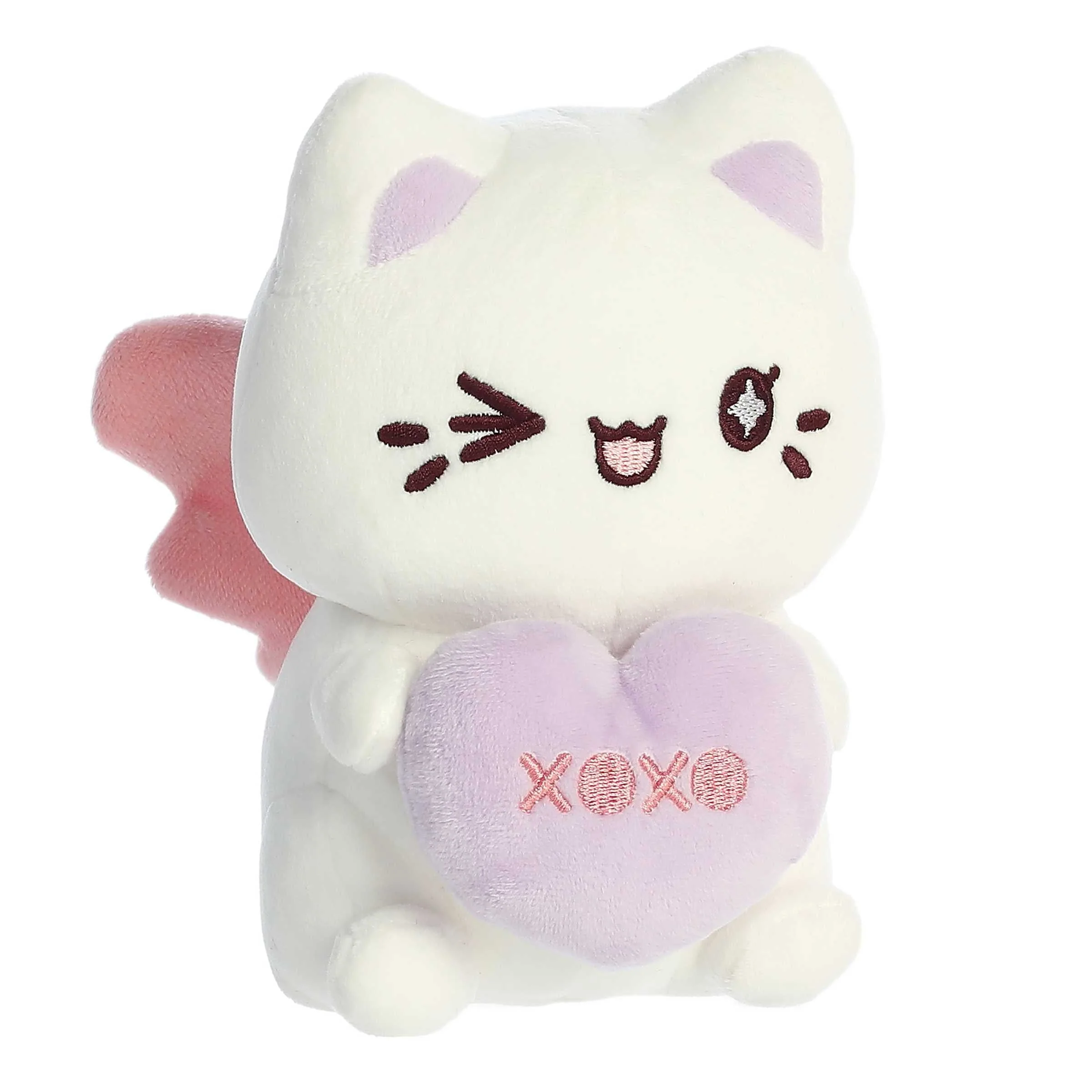 Aurora Enchanting Tasty Peach White Candy Heart Sitting Meowchi Plush 7in - Image 2