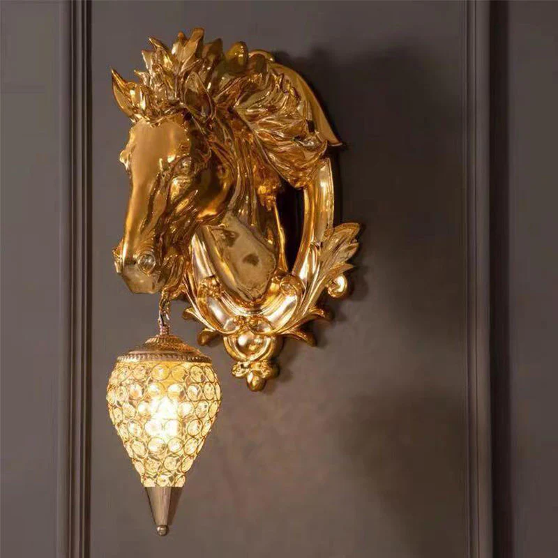 Artistic Horse Design Gold Wall Lamp - Image 1