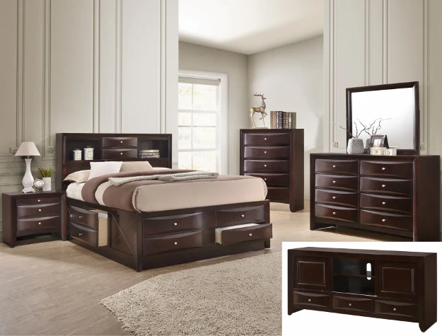 Emily Storage Dark Cherry Bedroom