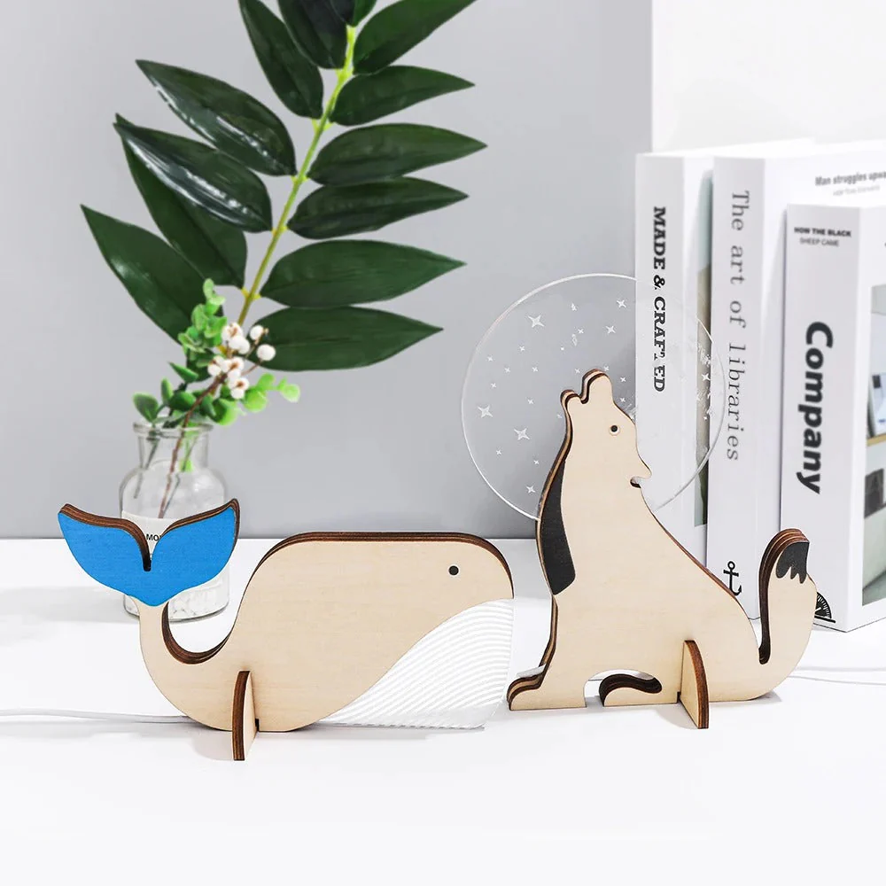 Charming Wooden Animals LED Bedside Lamps - Image 3