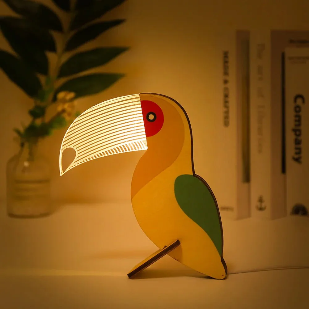 Charming Wooden Animals LED Bedside Lamps - Image 1