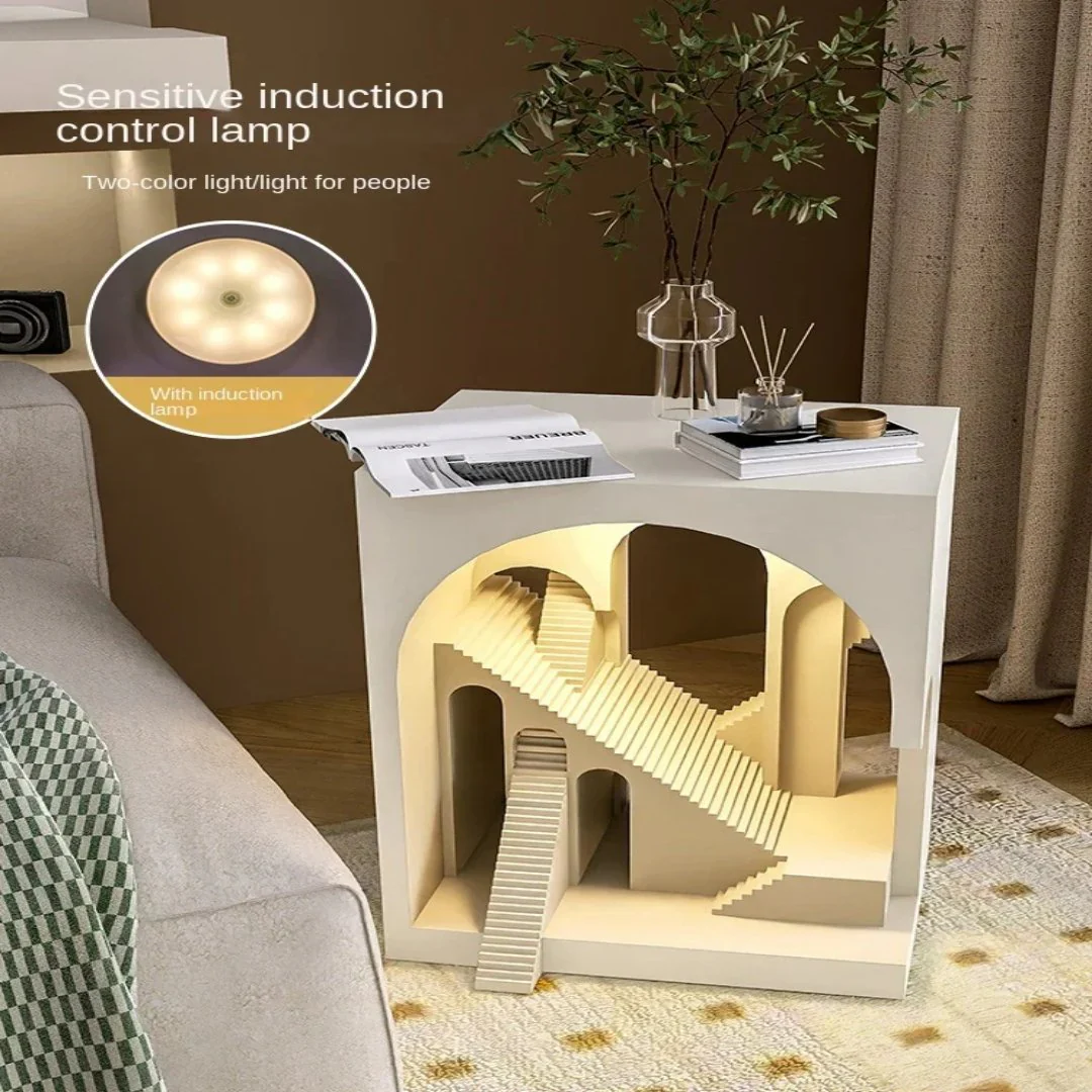 Modern Minimalist Sculpted Led Art Side Table - Image 3