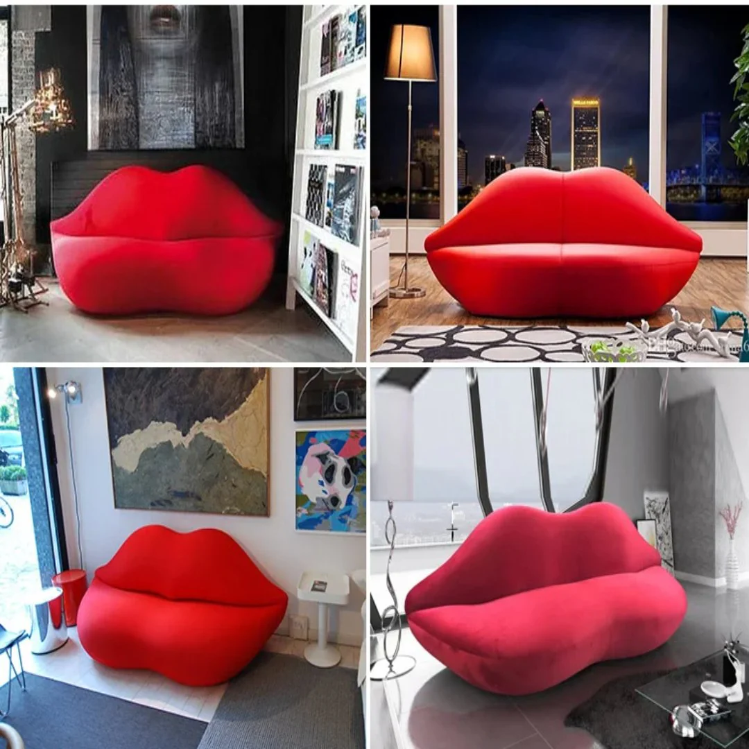 Sexy Red Lip Double Seat Sofa - Image 3
