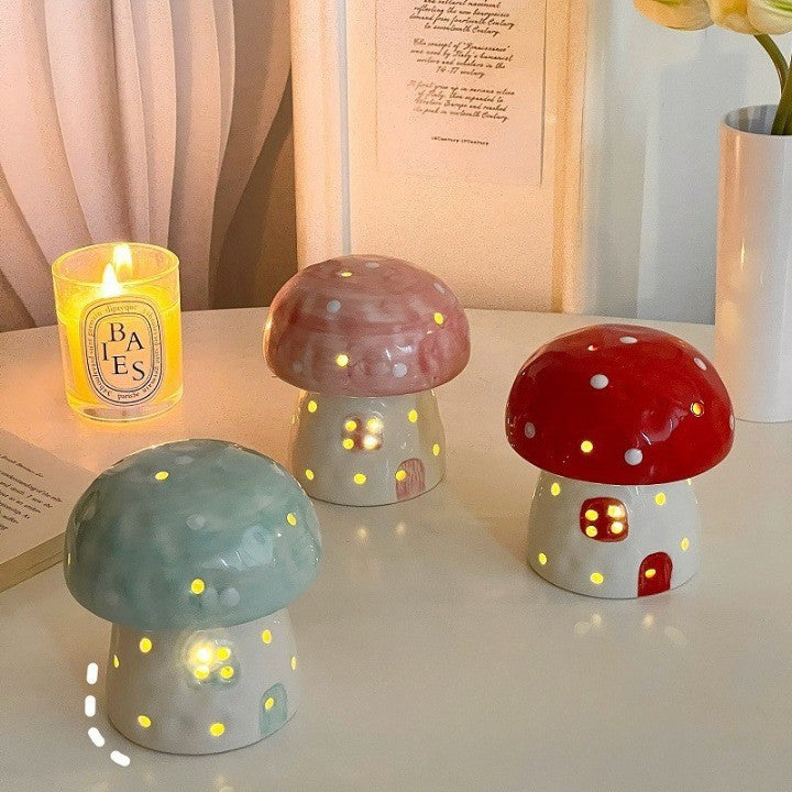 Dreamy Mushroom Shape Ceramic Bedside Lamp - Image 1