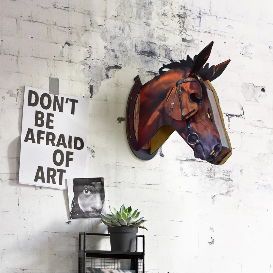 3D Wooden Craft Horse Hanging Wall Decor - Image 1