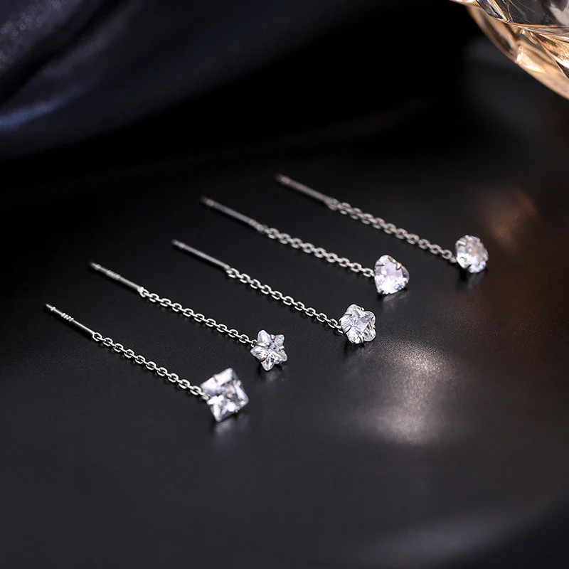Elegant Slim Geometric Chain Earrings - Image 2