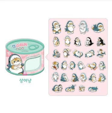 Mofusand Can Jelly 30 Stickers Set - Shark Cat & Fruit Cat - Shark Blue - Image 2