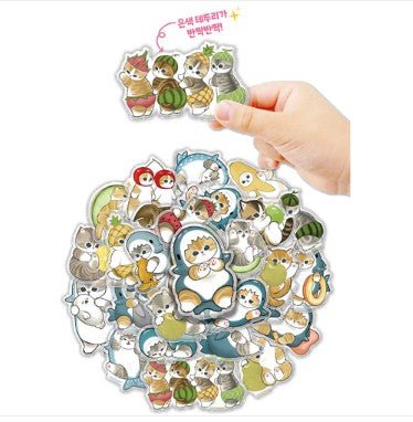 Mofusand Can Jelly 30 Stickers Set - Shark Cat & Fruit Cat - Fruit Peach - Image 3