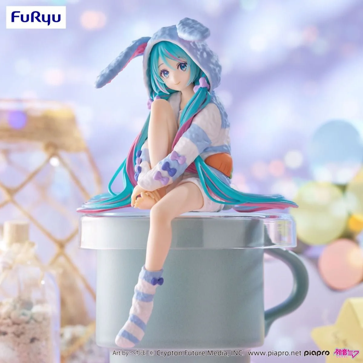 FuRyu – Vocaloid – Hatsune Miku – Noodle Stopper Figure Rabbit Ear Hood Pajama Blue Ver