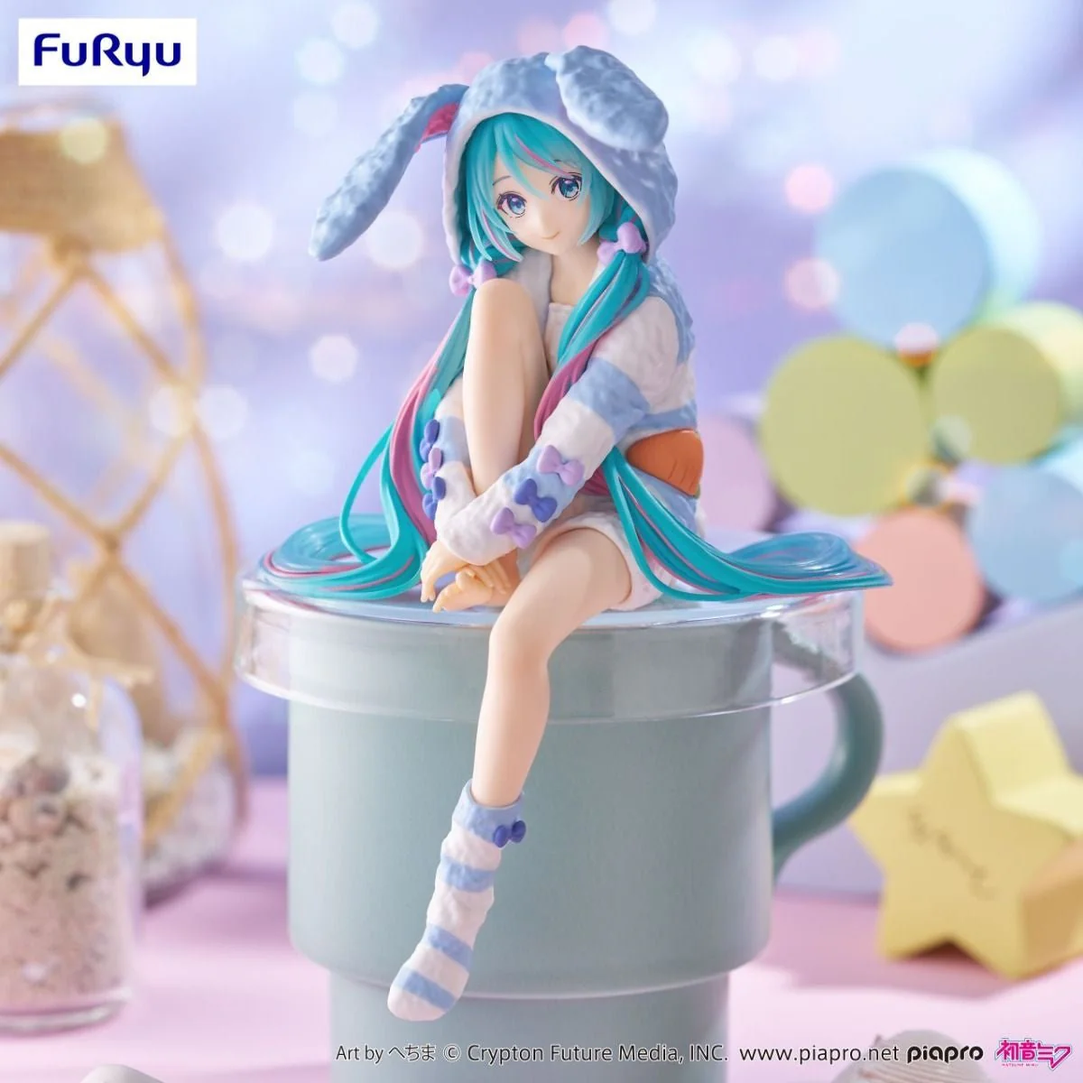 FuRyu - Vocaloid - Hatsune Miku - Noodle Stopper Figure Rabbit Ear Hood Pajama Blue Ver - Image 2