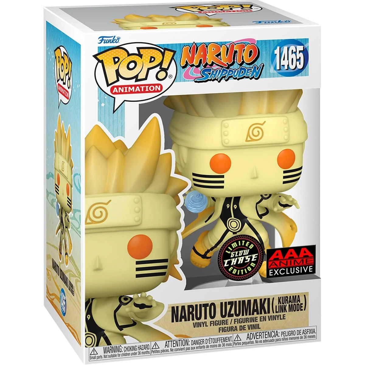 Funko Pop! Animation: Naruto Shippuden - Naruto Uzumaki Kurama Link Mode Glow-in-the-dark Chase AAA Anime Exclusive - Image 3