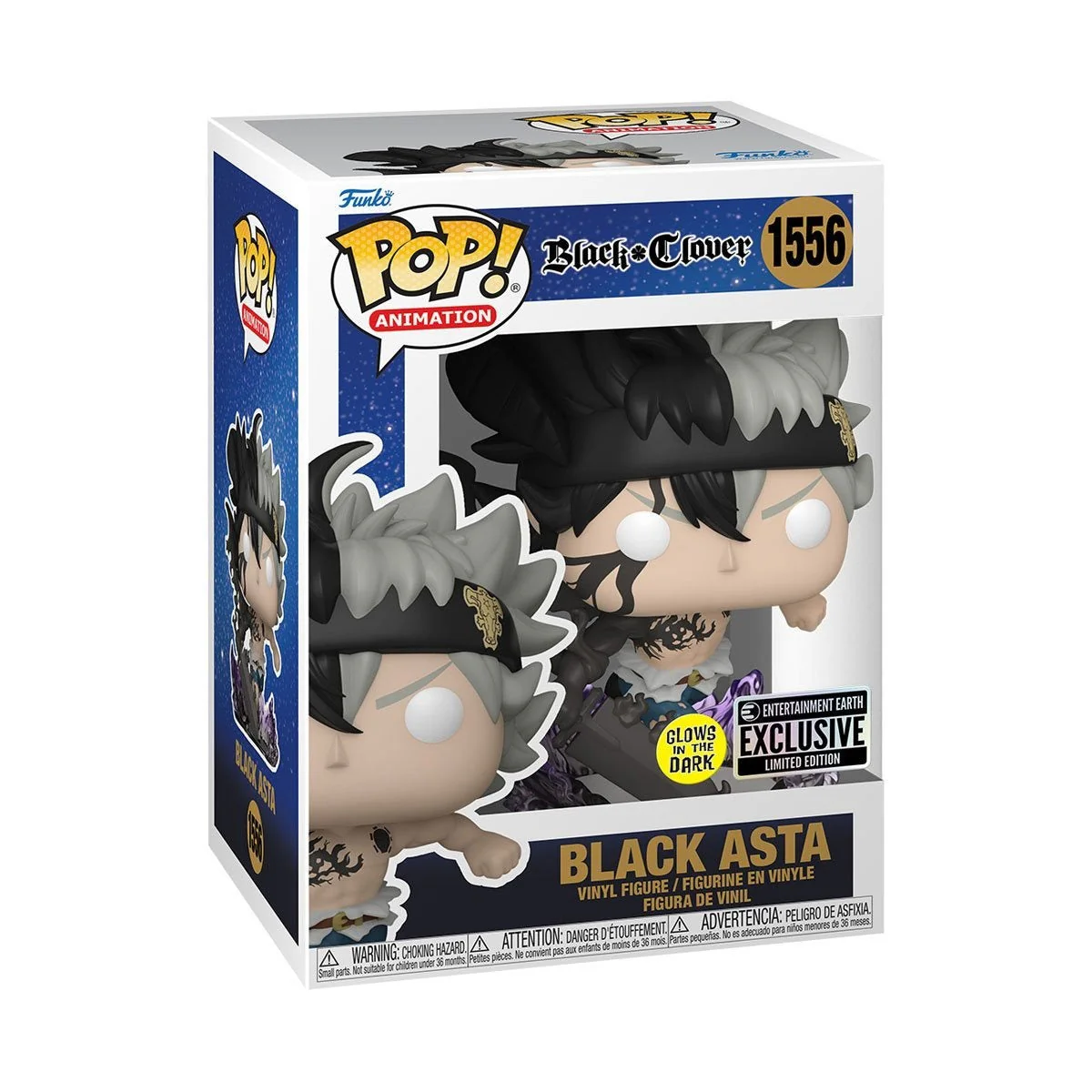 Funko Pop! Animation: Black Clover - Black Asta #1556 Glow-in-the-Dark Entertainment Earth Exclusive - Image 3