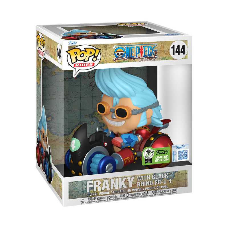 Funko Pop! Rides Deluxe: One Piece - Franky with Black Rhino FR-U 4 #144 Convention Exclusive - Image 3