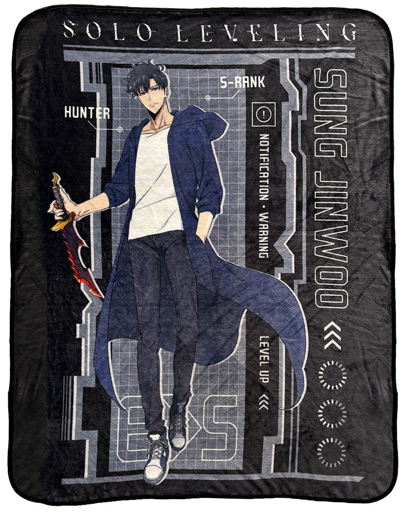 Solo Leveling – Sung Jinwoo Solo With Name Color Art Sublimation Throw Blanket 60in By 46in